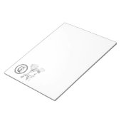 Notepad - Blume mit Monogramm Notizblock (angewinkelt)