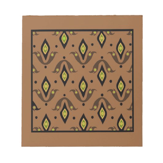 Notepad, Braun, Schwarz, Grün, Gold-Muster Notizblock (Vorderseite)