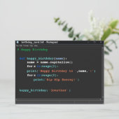 Notepad Computer Programmer Dunkler Modus Geburtst Karte (Stehend Vorderseite)