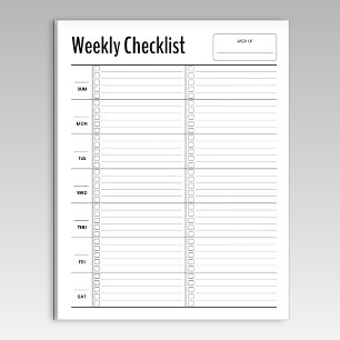 Notepad der Minimalistischen wöchentlichen Checkli Notizblock