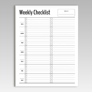 Notepad der Minimalistischen wöchentlichen Checkli Notizblock
