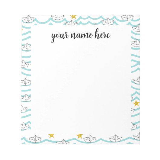 Notepad für personalisierte Papierboote Notizblock (Vorderseite)