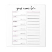 Notepad für personalisierten Wochenplaner Notizblock (Vorderseite)
