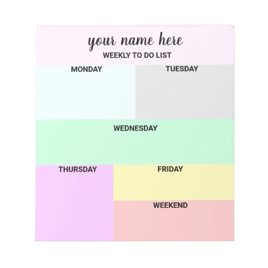 Notepad für personalisierten Wochenplaner Notizblock (Vorderseite)