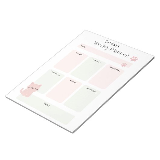 Notepad für personalisierten Wochenplaner Notizblock (angewinkelt)