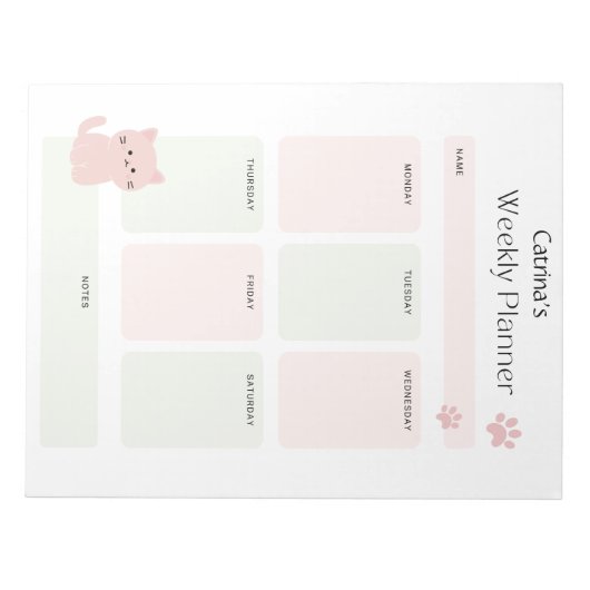 Notepad für personalisierten Wochenplaner Notizblock (Vorderseite)