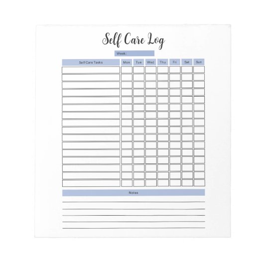 Notepad für Selbstpflege Notizblock (Vorderseite)