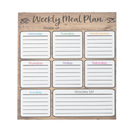 Notepad für wöchentliche Mahlzeiten Notizblock