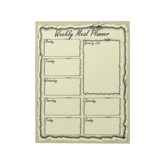 Notepad für wöchentliche Mahlzeiten Notizblock (Rotiert)