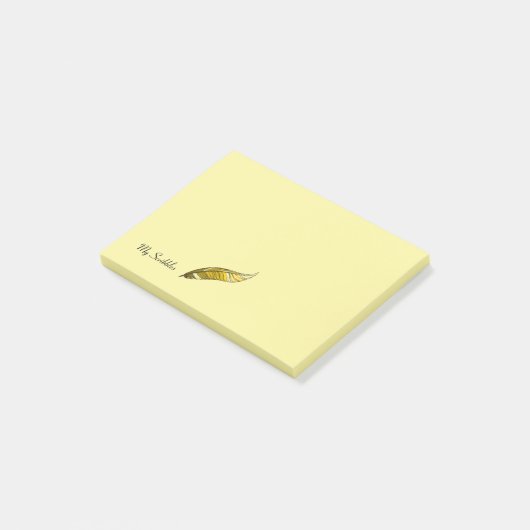 Notepad - Gelber Federstift Post-it Klebezettel (angewinkelt)