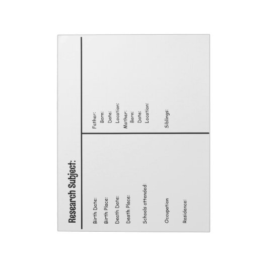 Notepad - Genealogische Forschung Notizblock (Rotiert)