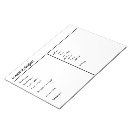 Notepad - Genealogische Forschung Notizblock (angewinkelt)