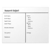 Notepad - Genealogische Forschung Notizblock (Vorderseite)