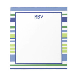 Notepad mit blauem und grünem Streifen Notizblock