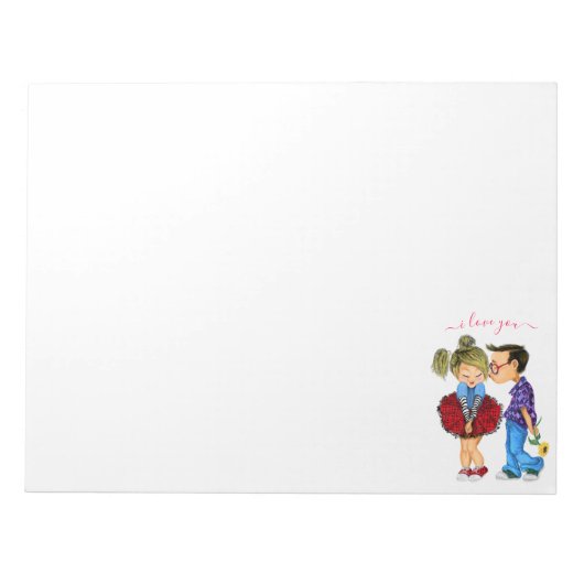 Notepad mit Couple Liebe - Kiss - I Liebe You Notizblock (Vorderseite)