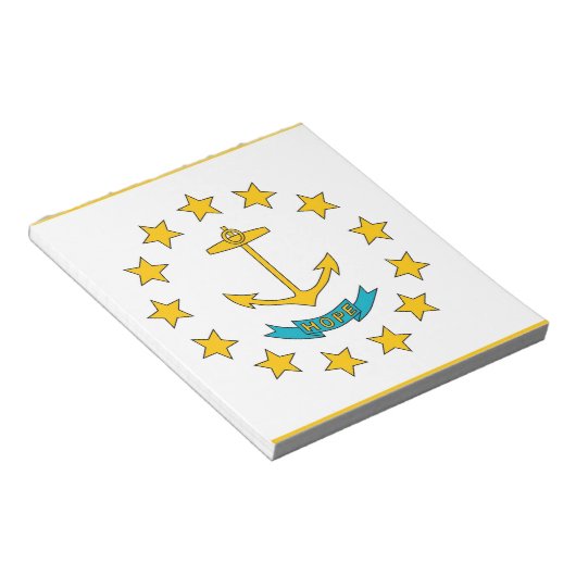 Notepad mit der Flagge des Rhode Island Staat Notizblock (angewinkelt)