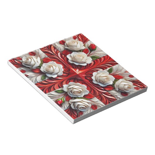 Notepad mit englischen Rose Modernes Design Notizblock (angewinkelt)