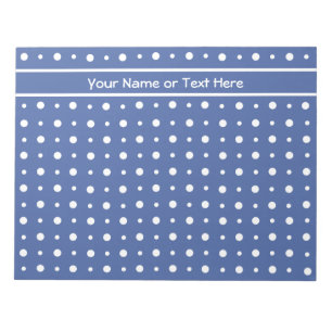 Notepad oder Jotter, Dunkelblau mit weißen Polka-P Notizblock
