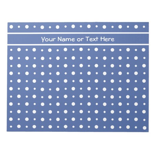 Notepad oder Jotter, Dunkelblau mit weißen Polka-P Notizblock (Vorderseite)