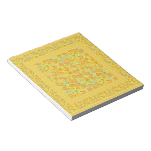 Notepad oder Jotter, Golden Daffodis, Karo Gingham Notizblock (angewinkelt)