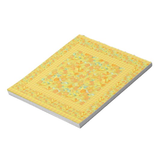 Notepad oder Jotter, Golden Daffodis, Karo Gingham Notizblock (Rotiert)
