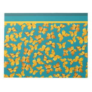 Notepad oder Jotter, Goldene Schmetterlinge auf Aq Notizblock