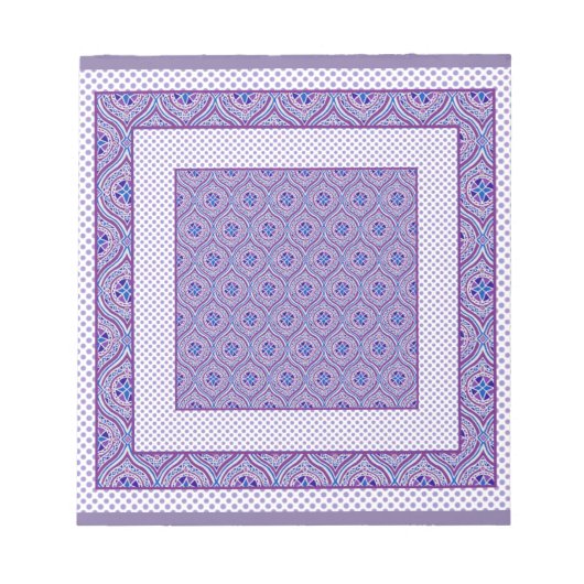 Notepad oder Jotter, Mauve und White Ogees, Polkas Notizblock (Vorderseite)