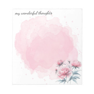 Notepad Pfingstrosen Aquarell-Farbspritzer Var01 Notizblock