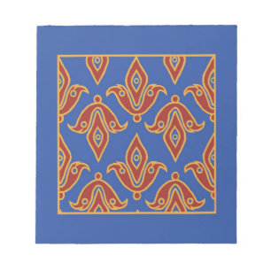 Notepad, Red, Blue, Gold Fleur de Lys Muster Notizblock