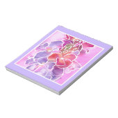 Notepad, Rosa, Mauve, Blaue Blumen Notizblock (Rotiert)