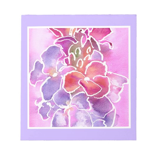 Notepad, Rosa, Mauve, Blaue Blumen Notizblock (Vorderseite)