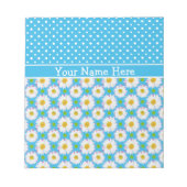 Notepad to Personalize: Polkas, Daisies on Blue Notizblock (Vorderseite)