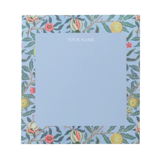 NOTEPAD : WILLIAM MORRIS : "BLAUE POMEGRANATES" NOTIZBLOCK (Vorderseite)