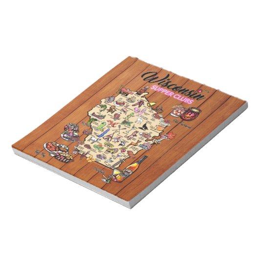 Notepad - Wisconsin Supper Club Karte Notizblock (Rotiert)