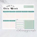 Notepad zum Speichern eines grünen Kalenderplans Notizblock<br><div class="desc">Erleben Sie eine problemlose Organisation mit unserem Sage Green Weekly Calendar Planer Notepad, der boho chic schreit. Mit diesem Planer können Sie Ihren Zeitplan mit Ihrem persönlichen Stil abstimmen, denn er verleiht Ihnen eine beruhigende Aura mit coolem Salbei-Grün. Egal ob Sie einen engen Zeitplan oder eine ruhige Woche voraus haben,...</div>