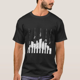 Notes City Keys Piano Pianist Synthesizer Keyboard T-Shirt