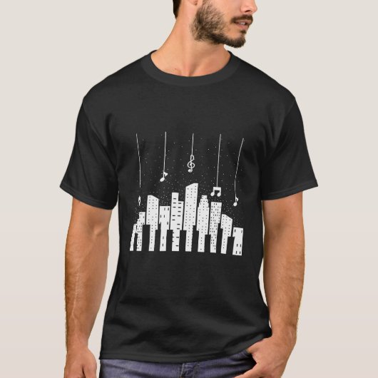 Notes City Keys Piano Pianist Synthesizer Keyboard T-Shirt (Vorderseite)