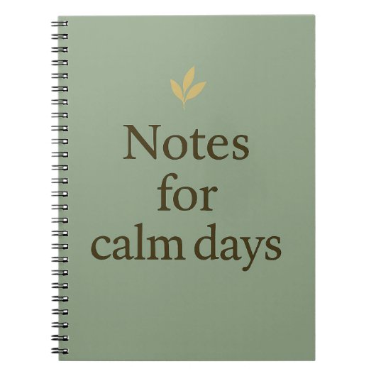 Notes for Calm Days – Minimalist Green Notebook Notizblock (Vorderseite)