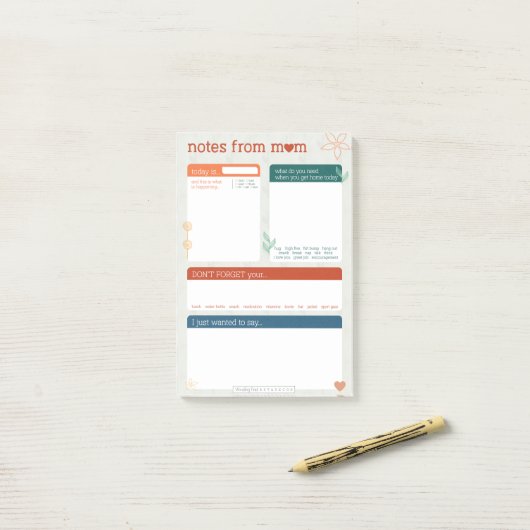 Notes from Mom Post It Notes Post-it Klebezettel (Auf Schreibtisch)