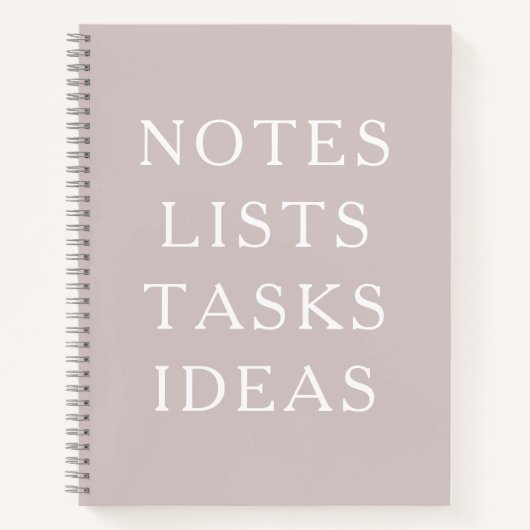 Notes Lists Tasks Ideas Minimal Spiral Notebook Notizblock (Vorderseite)