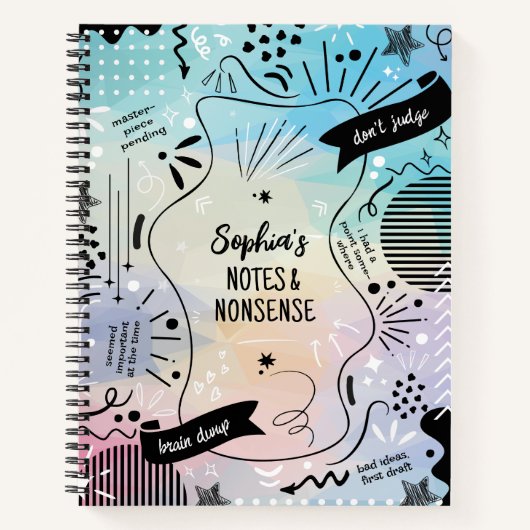 Notes & Nonsense Notebook, Funny Doodle Journal Notizblock (Vorderseite)