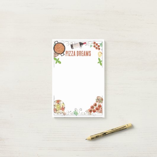 Notes on Pizza Dreams Post-it Klebezettel (Auf Schreibtisch)