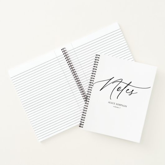 Notes Script Calligraphy Minimalistisch Notebook Notizblock (Innenseite)