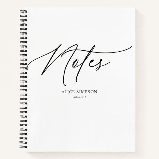 Notes Script Calligraphy Minimalistisch Notebook Notizblock (Vorderseite)