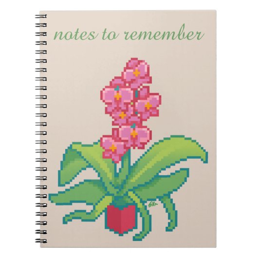Notes to remember, orchid , pixel art notizblock (Vorderseite)