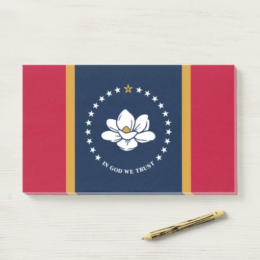 Notes with flag of Mississippi State, USA Post-it Klebezettel (Auf Schreibtisch)