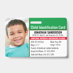 Notfall-Foto-Identifikation bei Kinderallergie Ausweis