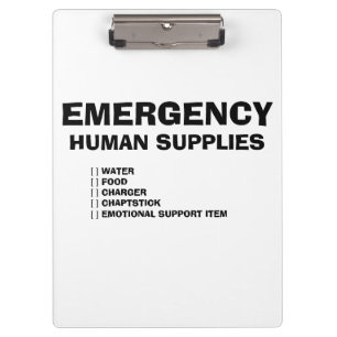 Notfall-Humanbedarf Klemmbrett