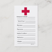 Notfall-Identifikations-Karte Telefonnummerkarte (Rückseite)