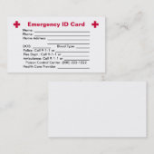 Notfall-Identifikations-Karte Visitenkarte (Vorne/Hinten)